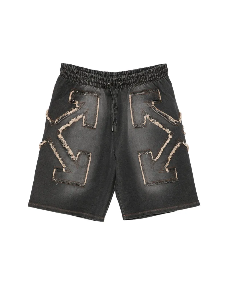 OFF-WHITE Arrow Frayed Patchwork Shorts Grey