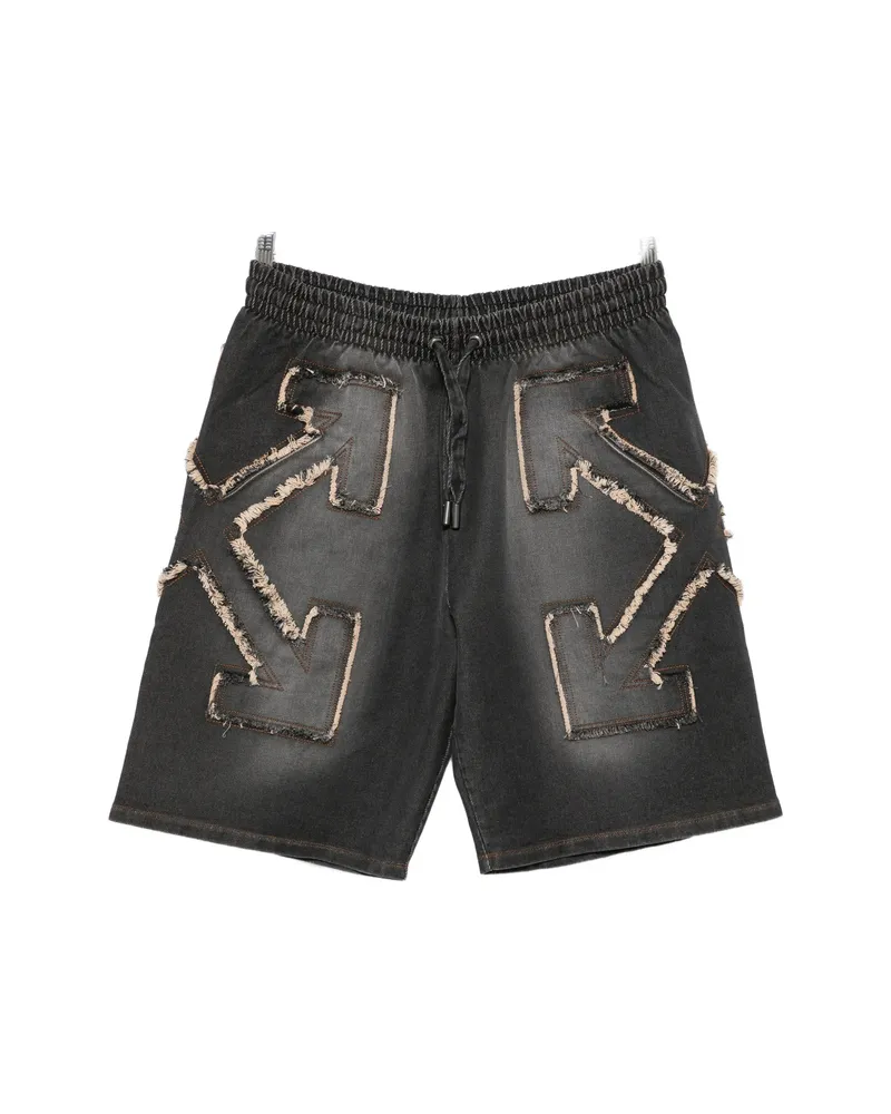 OFF-WHITE Arrow Frayed Patchwork Shorts Grey