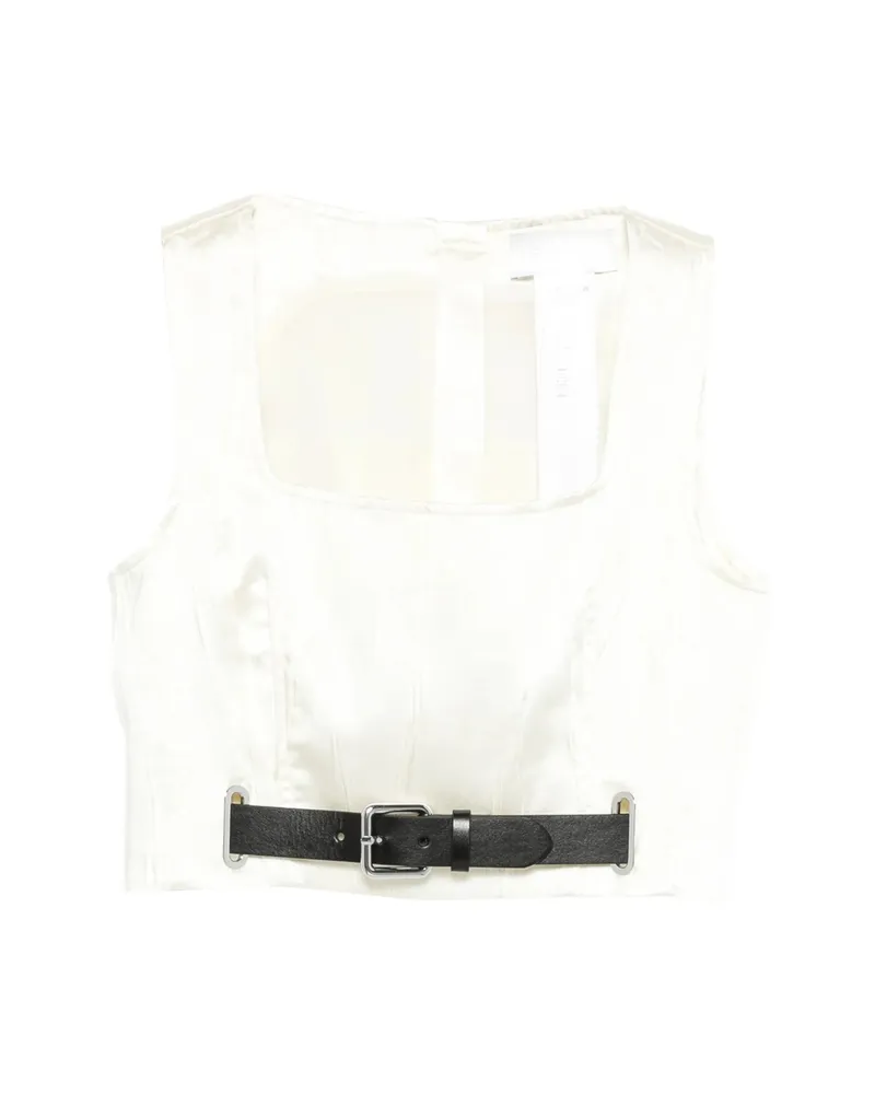 SPORTMAX Belt Square-neck Top White