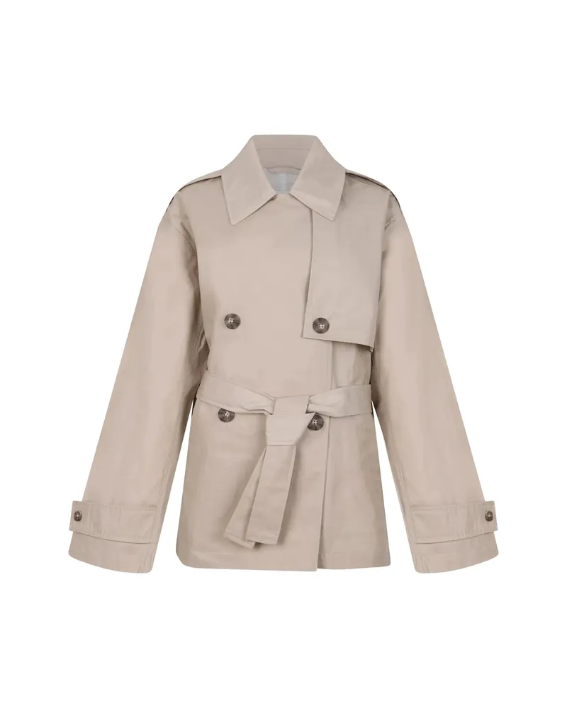Calvin Klein Buttoned Belted Jacket Neutrals