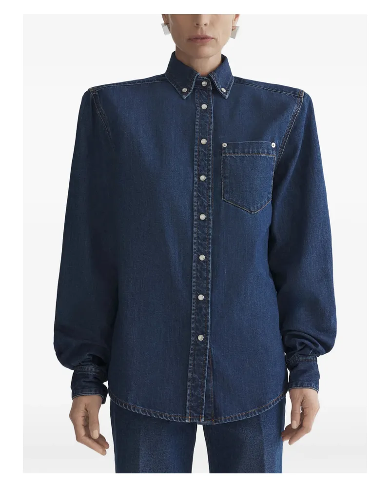 Thierry Mugler Buttoned Pocket Shirt Blue