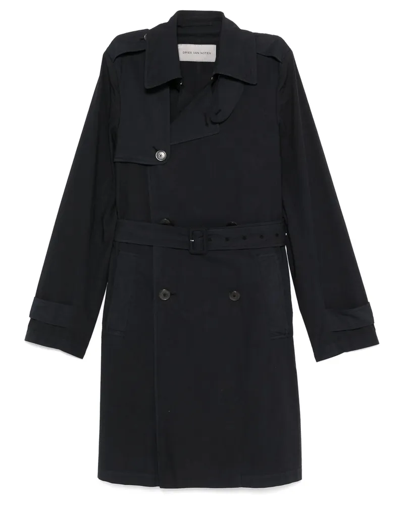 Dries van Noten Belted Trench Coat Blue