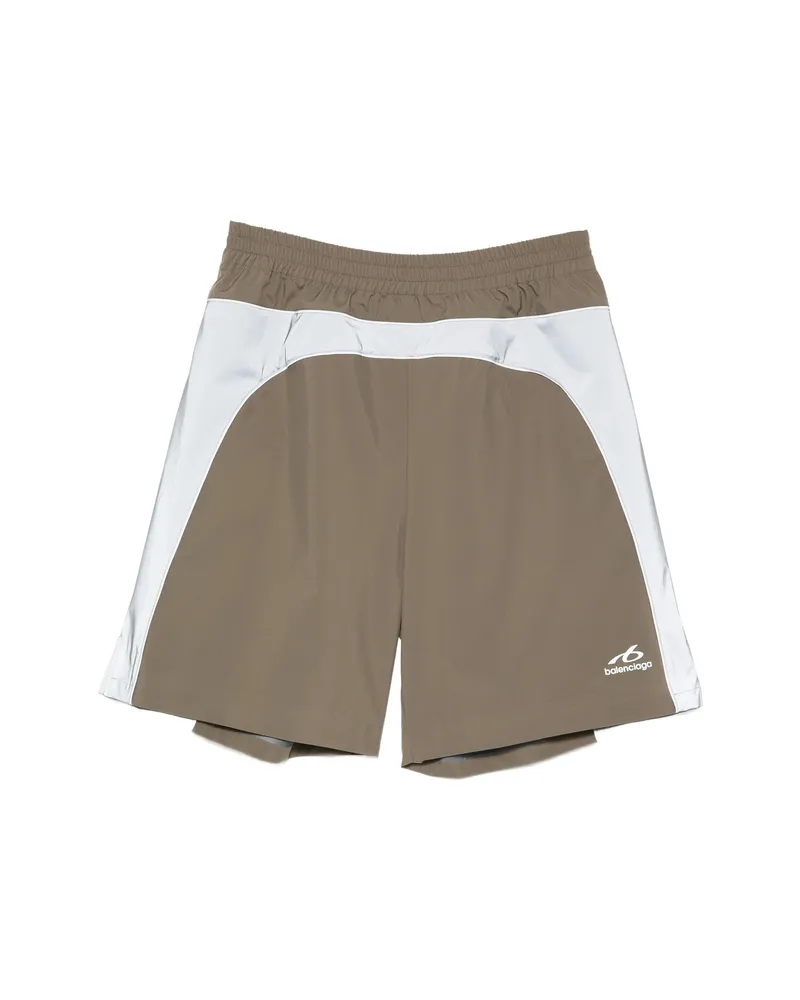 Balenciaga Logo-print Panelled Track Shorts Brown