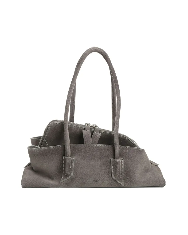 ATTICO Small La Passeggiata Suede Shoulder Bag Grey