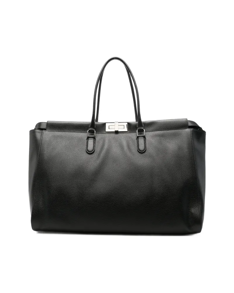 Fendi Peekaboo Leather Tote Bag Black