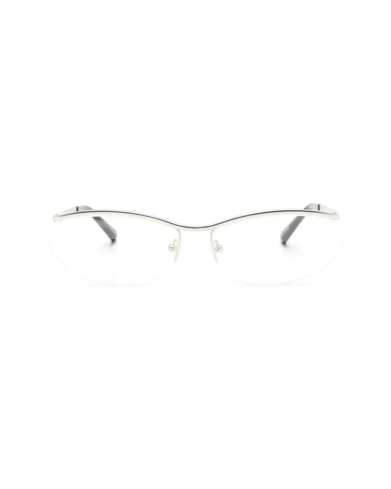 ATTICO X Linda Farrow Charlotte Cat-eye Semi-rimless Glasses Silver