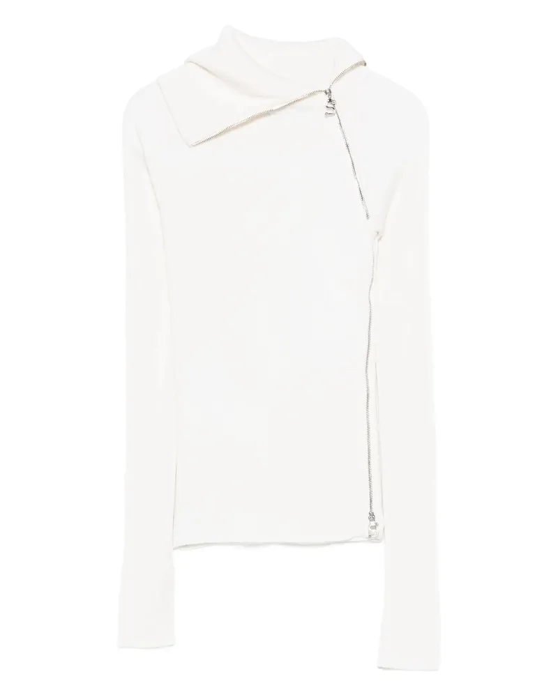SPORTMAX Ribbed Zip-front Sweater White