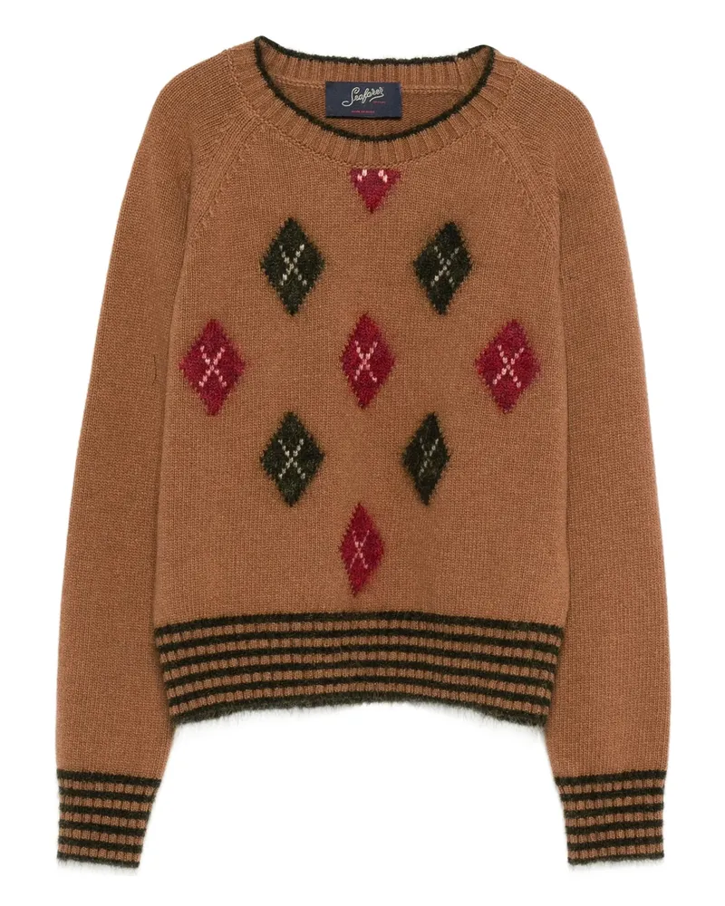 Seafarer Diamond-pattern Crew-neck Sweater Brown