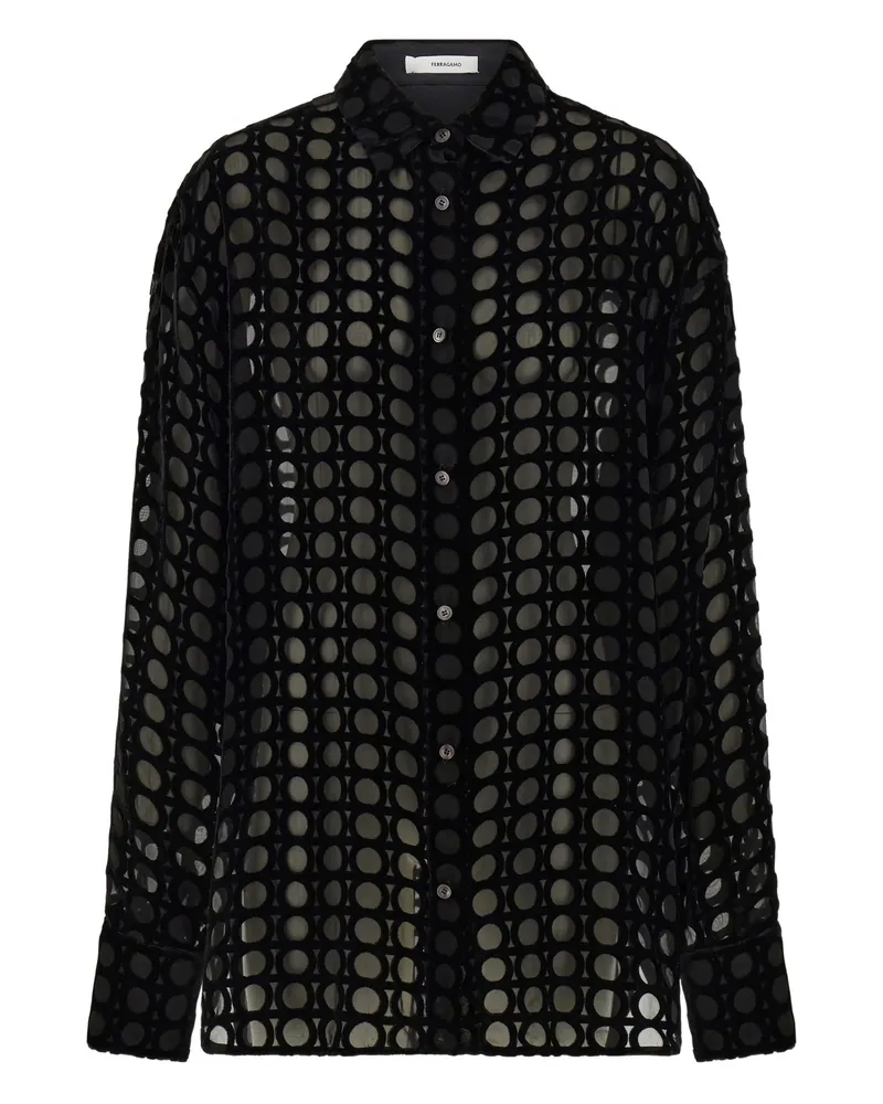 Ferragamo Devoré-effect Velvet Shirt Black