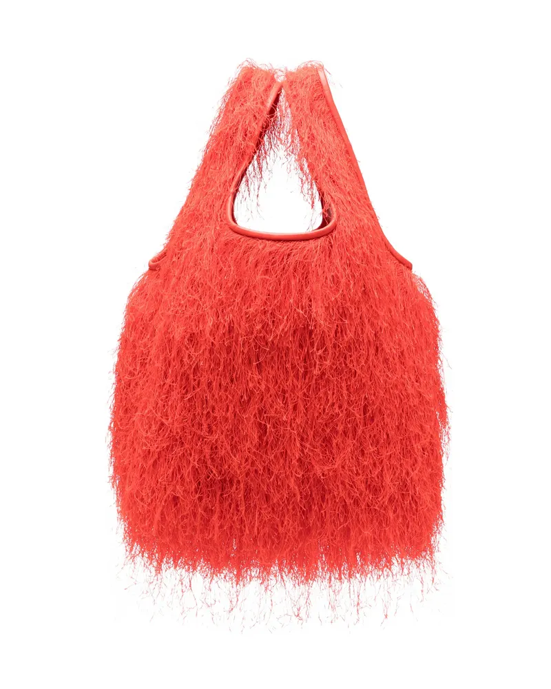 Dries van Noten Mini Ruffled Tote Bag Red