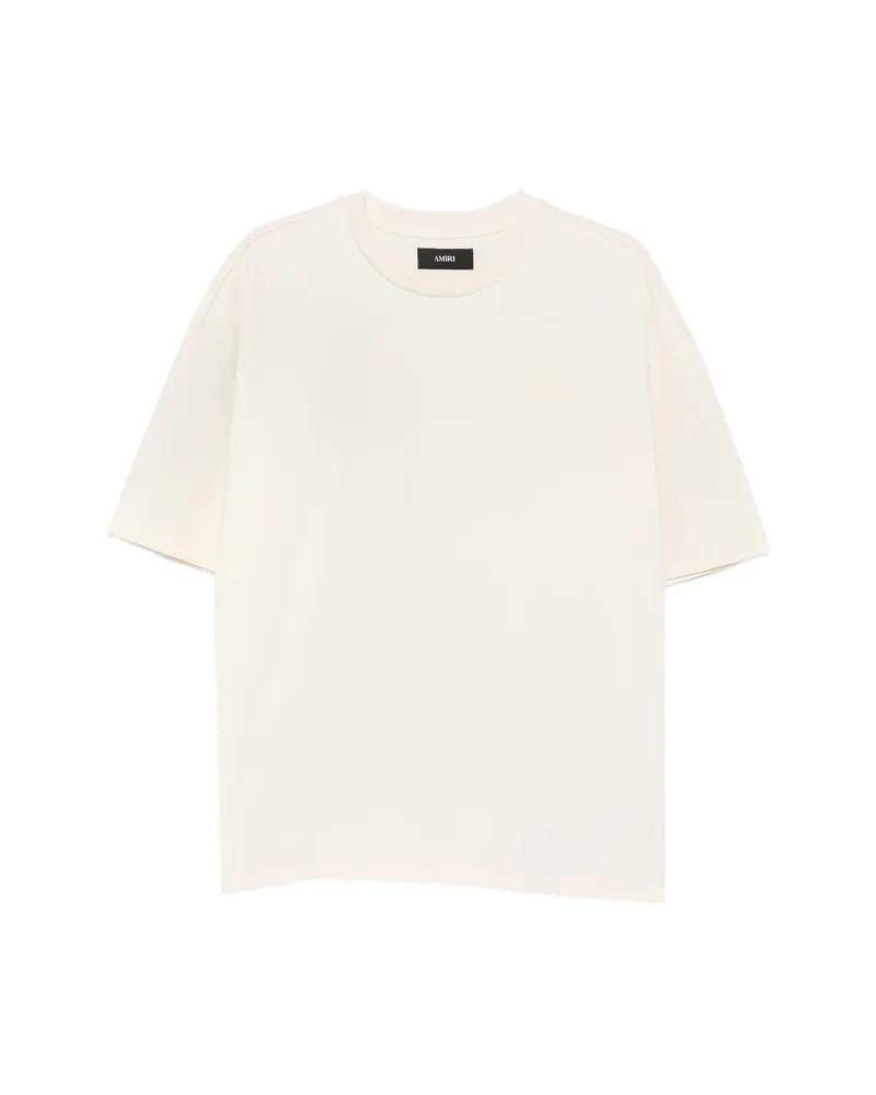 Amiri Bandana-patch Distressed T-shirt Neutrals