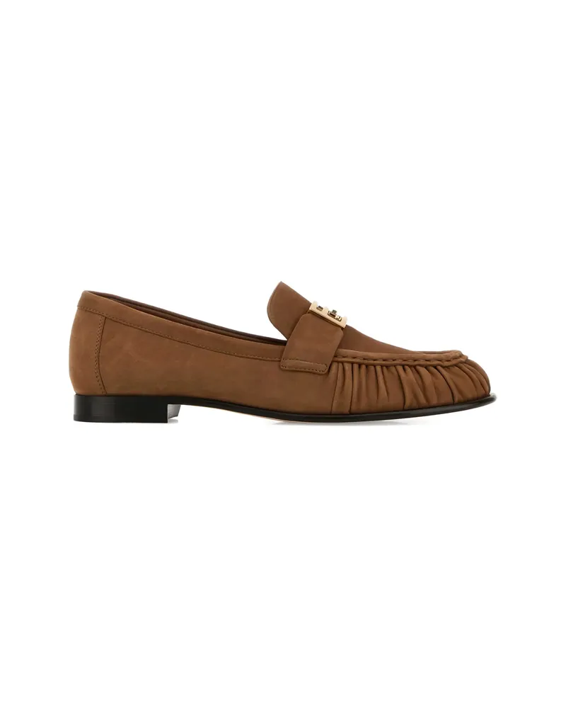 Fendi Biscuit Gathered-detail Loafers Brown
