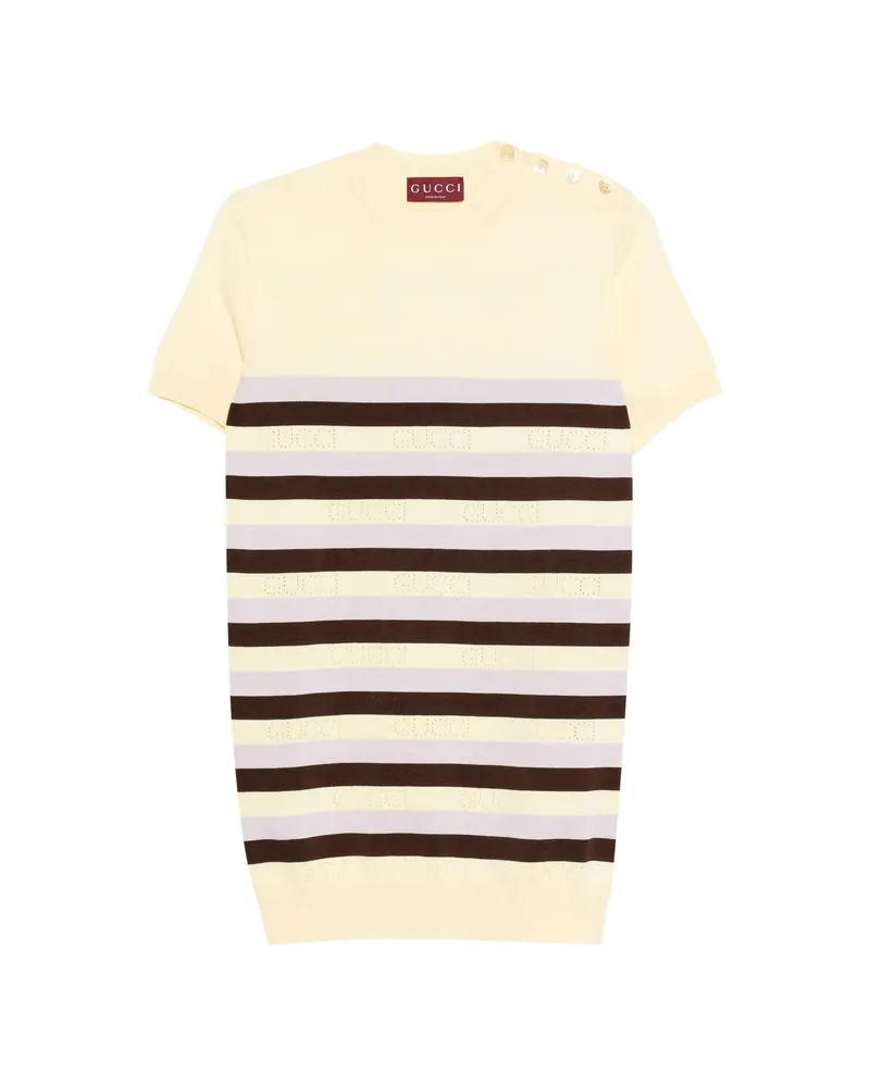 Gucci Button Striped T-shirt Yellow