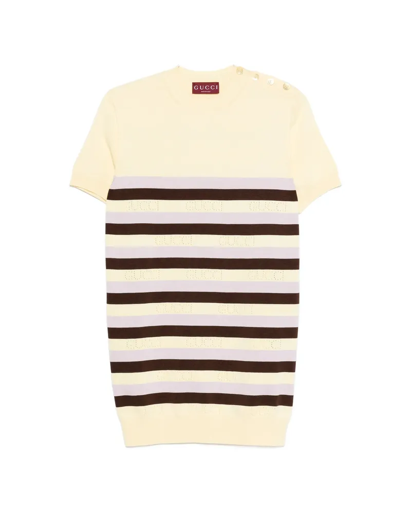 Gucci Button Striped T-shirt Yellow