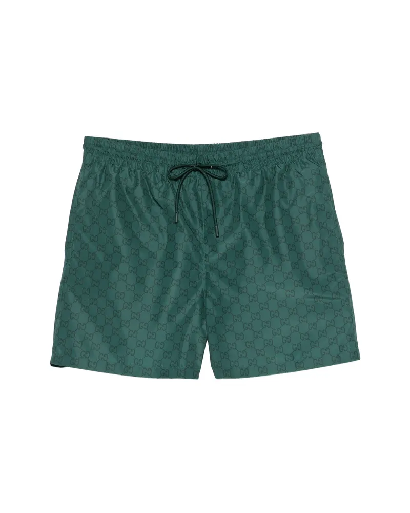 Gucci Gg Pattern Beach Shorts Green
