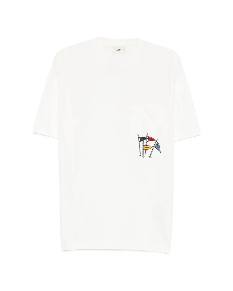 AUTRY Flag-print Pocket T-shirt White