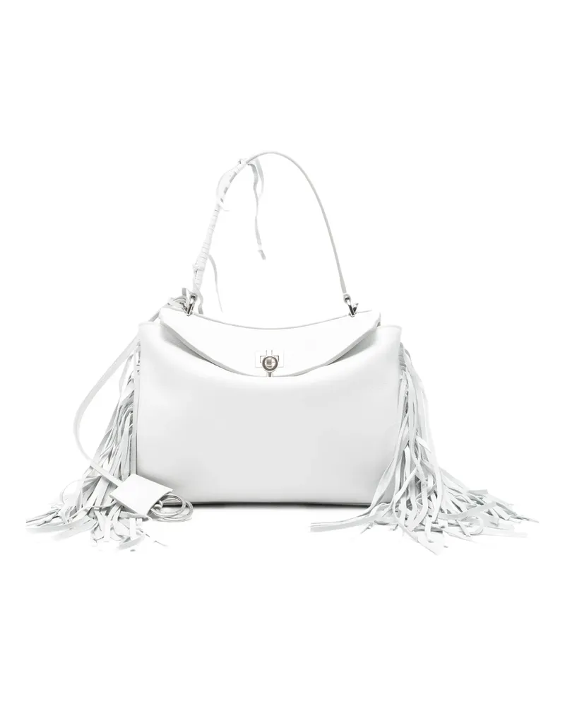Balenciaga Small Rodeo Fringed Tote Bag White