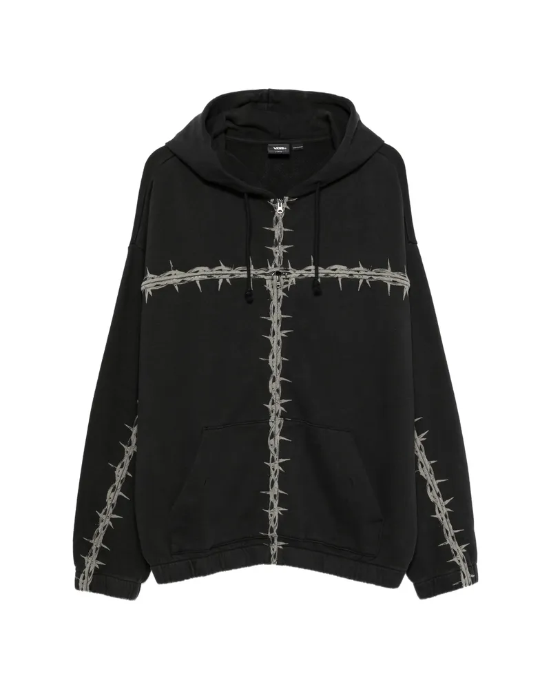 Vans Barbed-wire-print Zip-up Hoodie Black