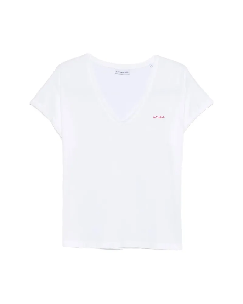 Maison Labiche V-neck Lettering T-shirt White
