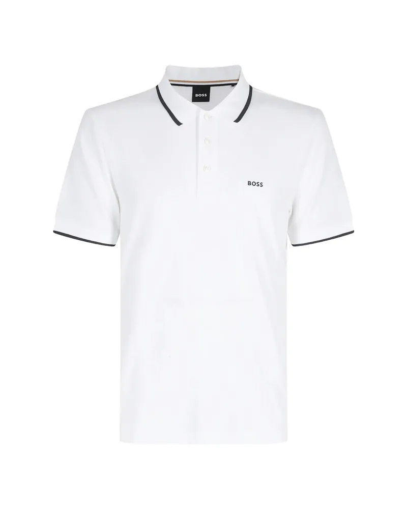 HUGO BOSS Logo-rubberised Cotton Polo Shirt White