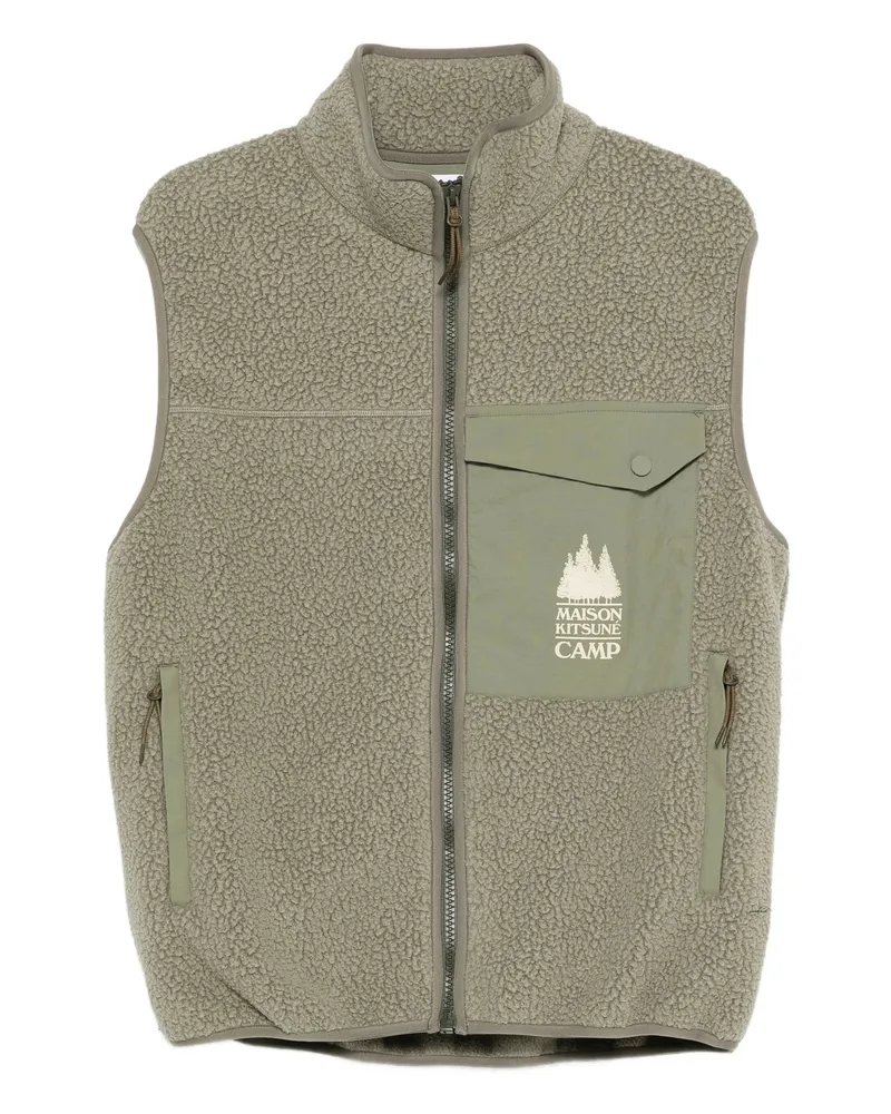 Kitsuné Zip-fastening Chest-pocket Gilet Green