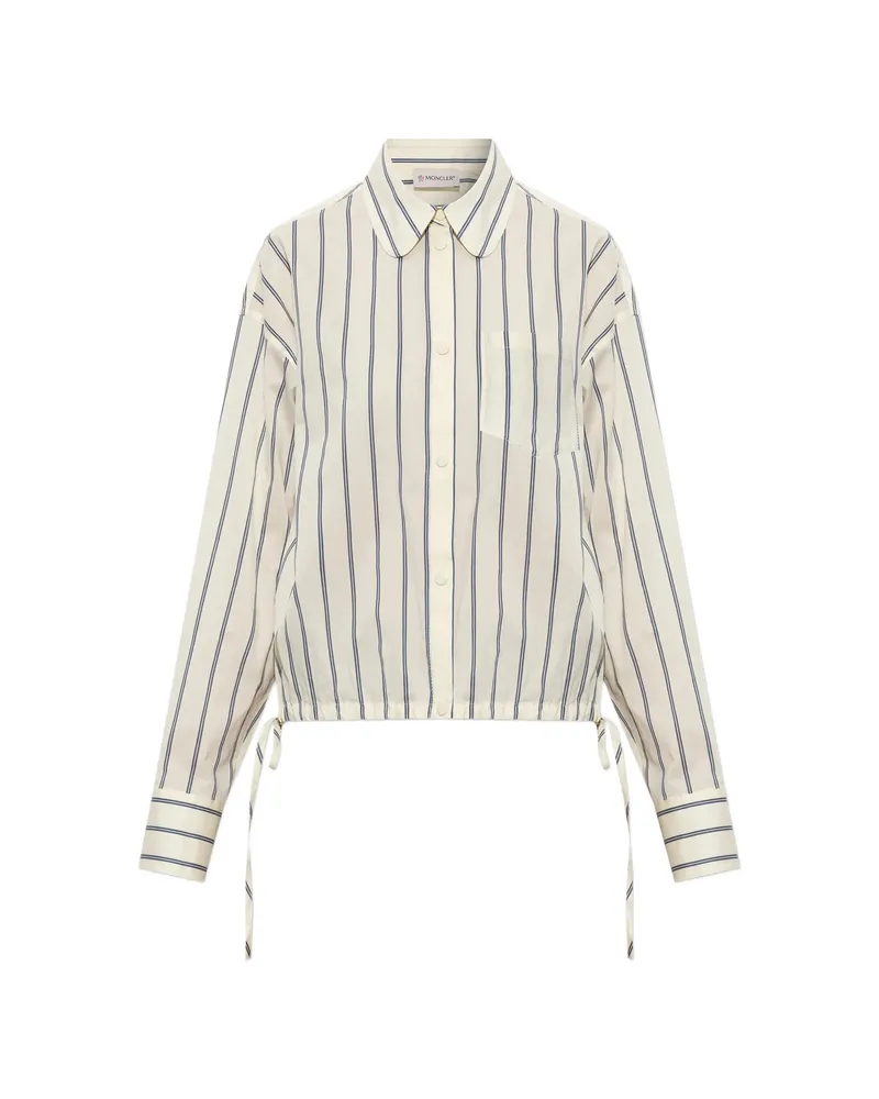Moncler Drawstring-details Striped Cotton Shirt Neutrals