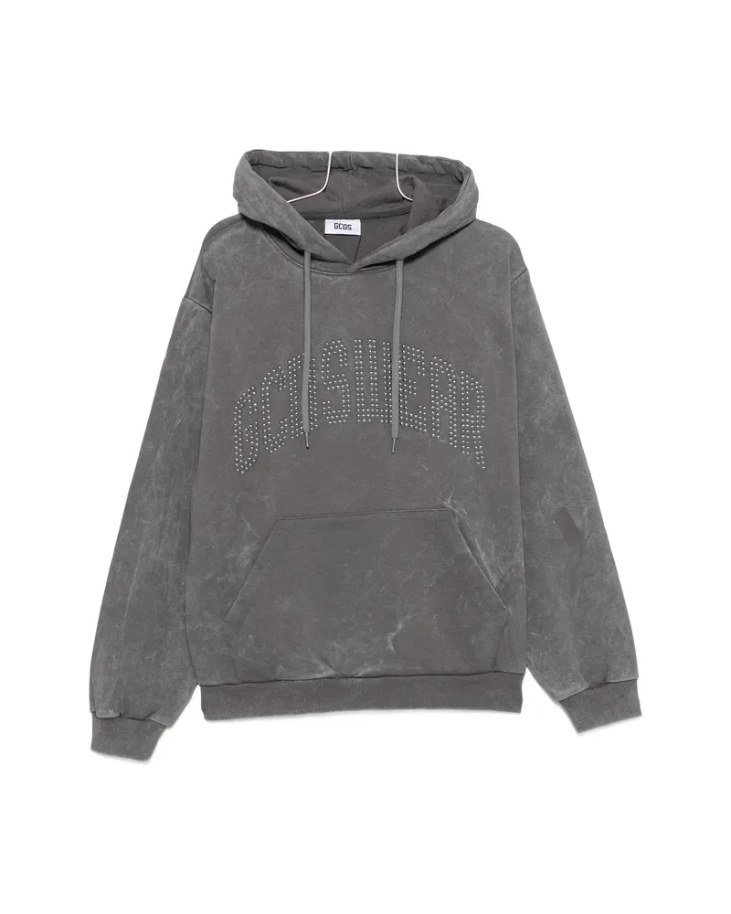 GCDS Studded-logo Long-sleeve Hoodie Grey
