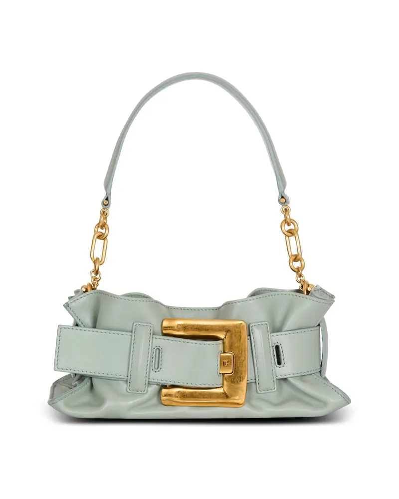 Balmain Mini Anthem Leather Clutch Bag Blue