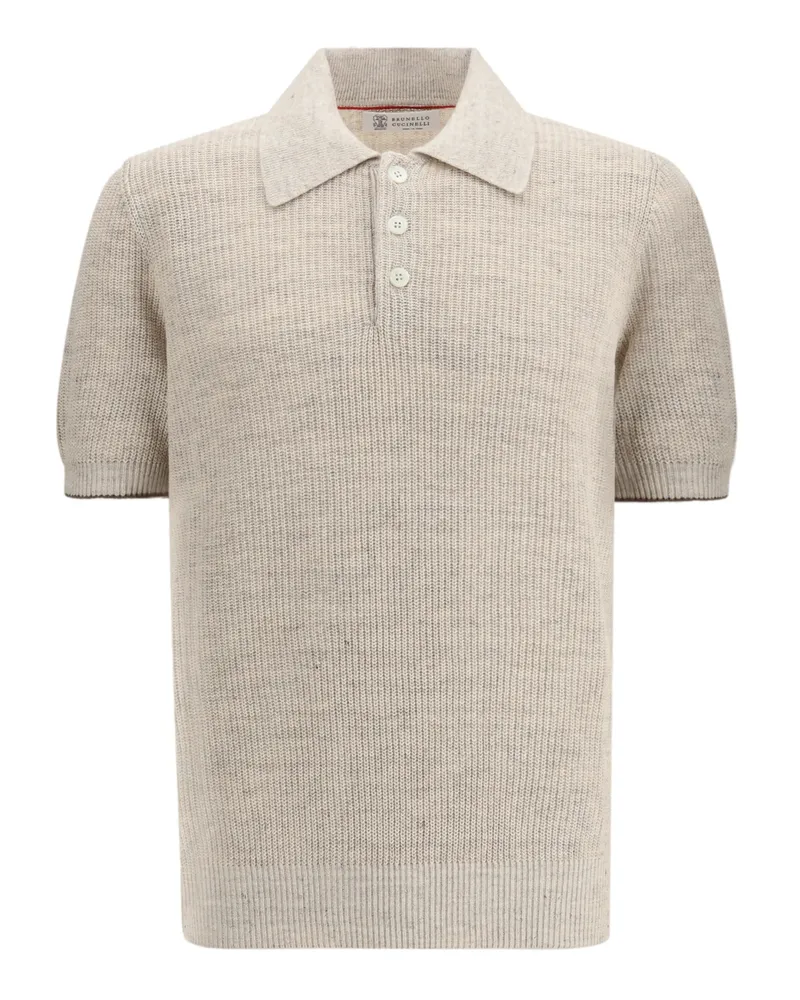 Brunello Cucinelli Short-sleeve Knitted Polo Shirt Neutrals