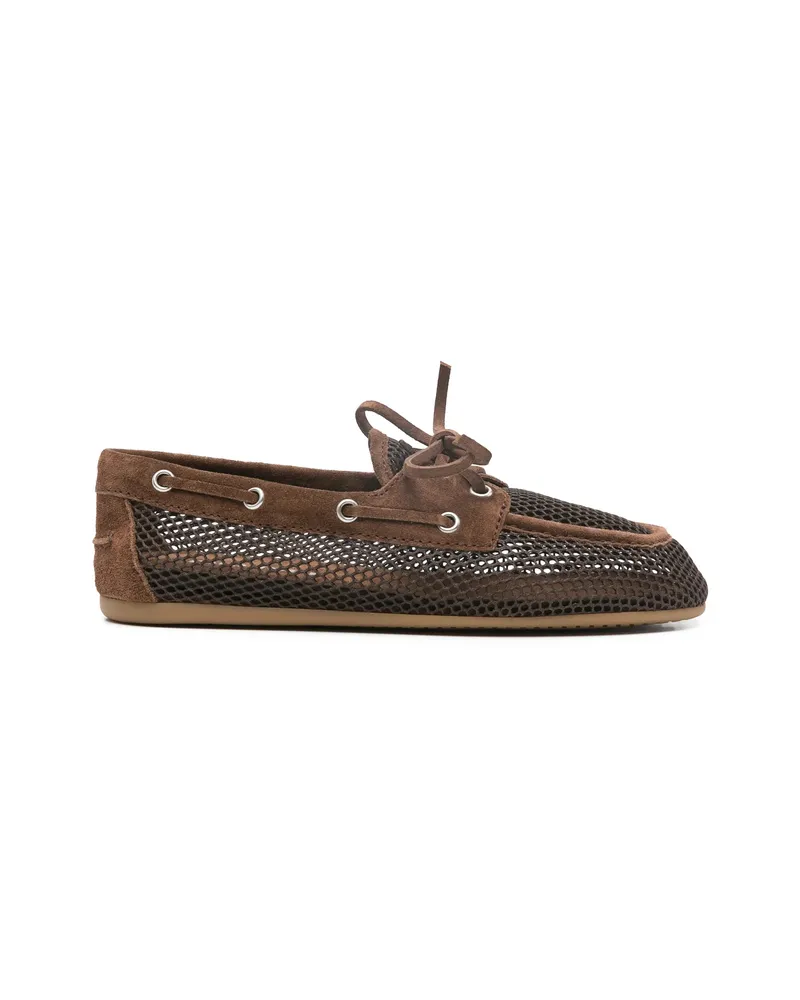 Miu Miu Eyelet Tie Loafers Brown