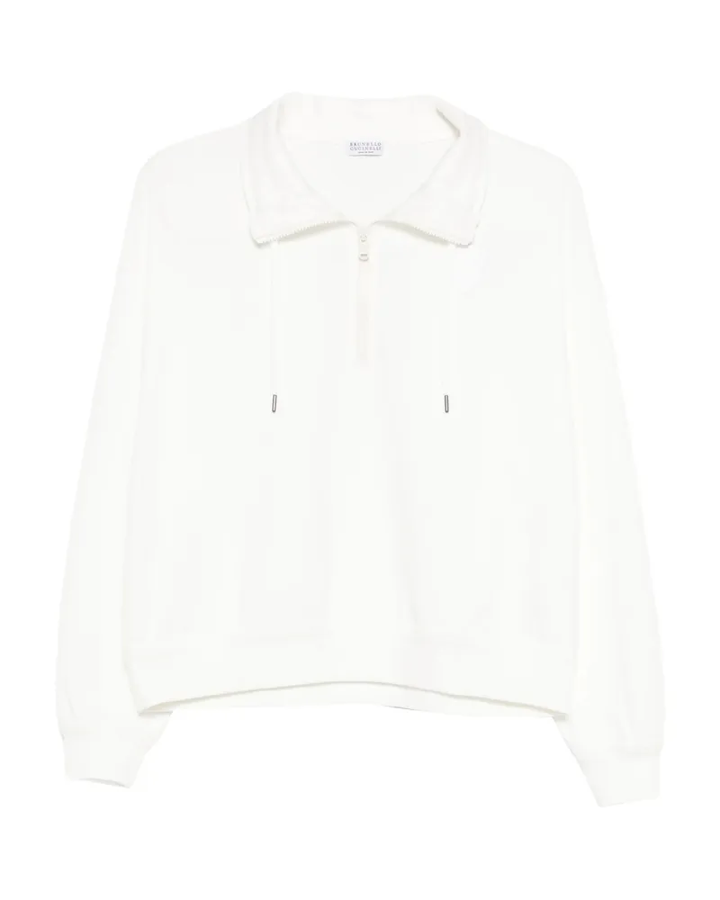 Brunello Cucinelli Zip-collar Sweatshirt White