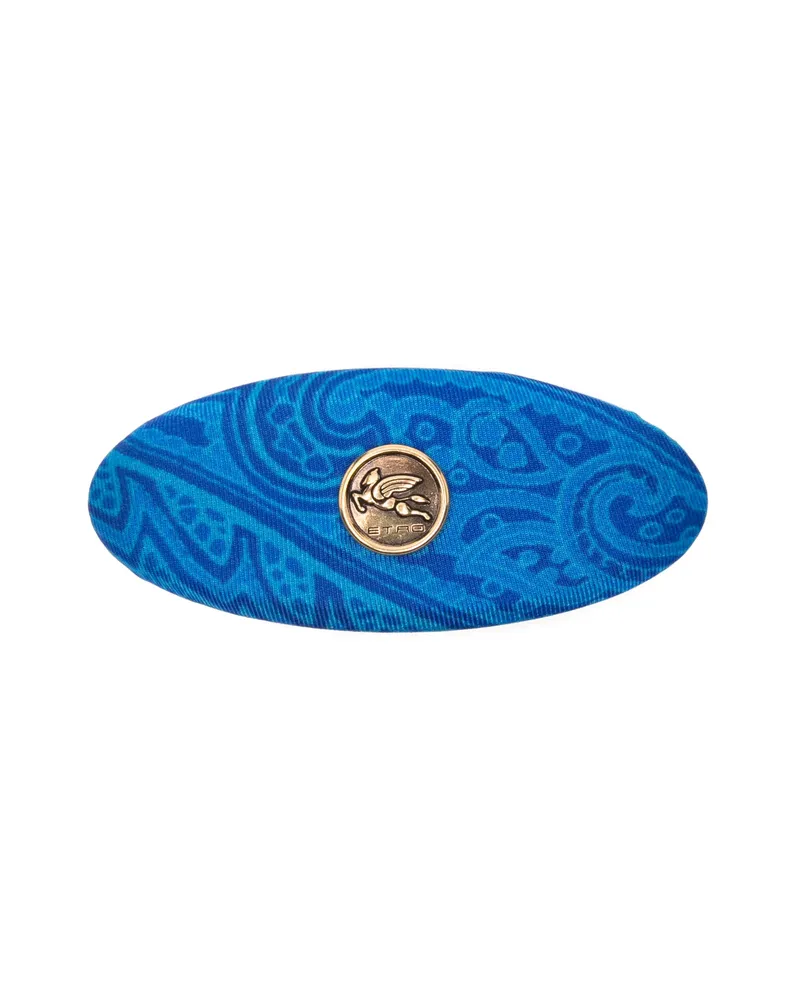 Etro Paisley Medallion Hair Clip Blue