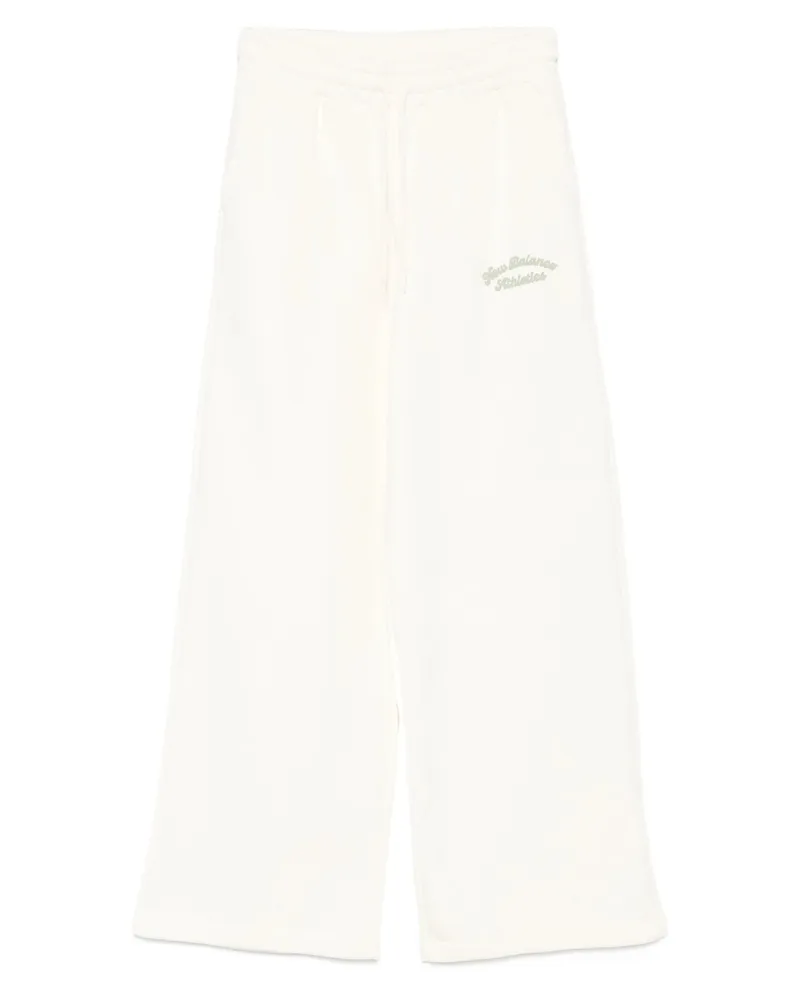 New Balance Embroidered Cotton Sweatpants Neutrals