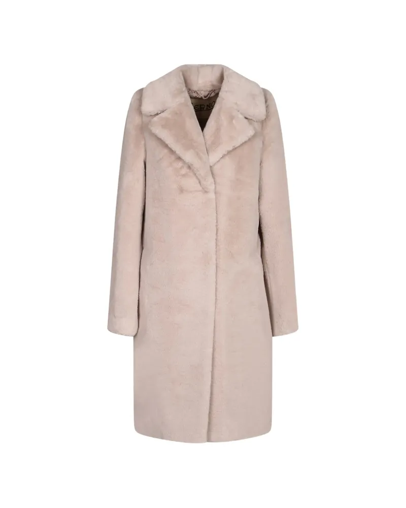 Herno Faux-fur Notched-lapels Coat Neutrals
