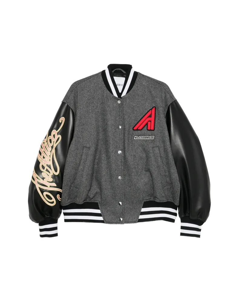 ATTICO Logo-patch Panelled Bomber Jacket Grey
