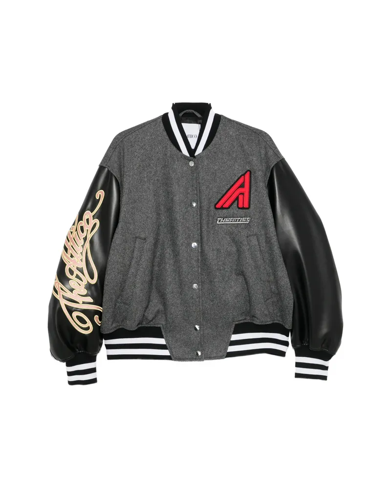 ATTICO Logo-patch Panelled Bomber Jacket Grey