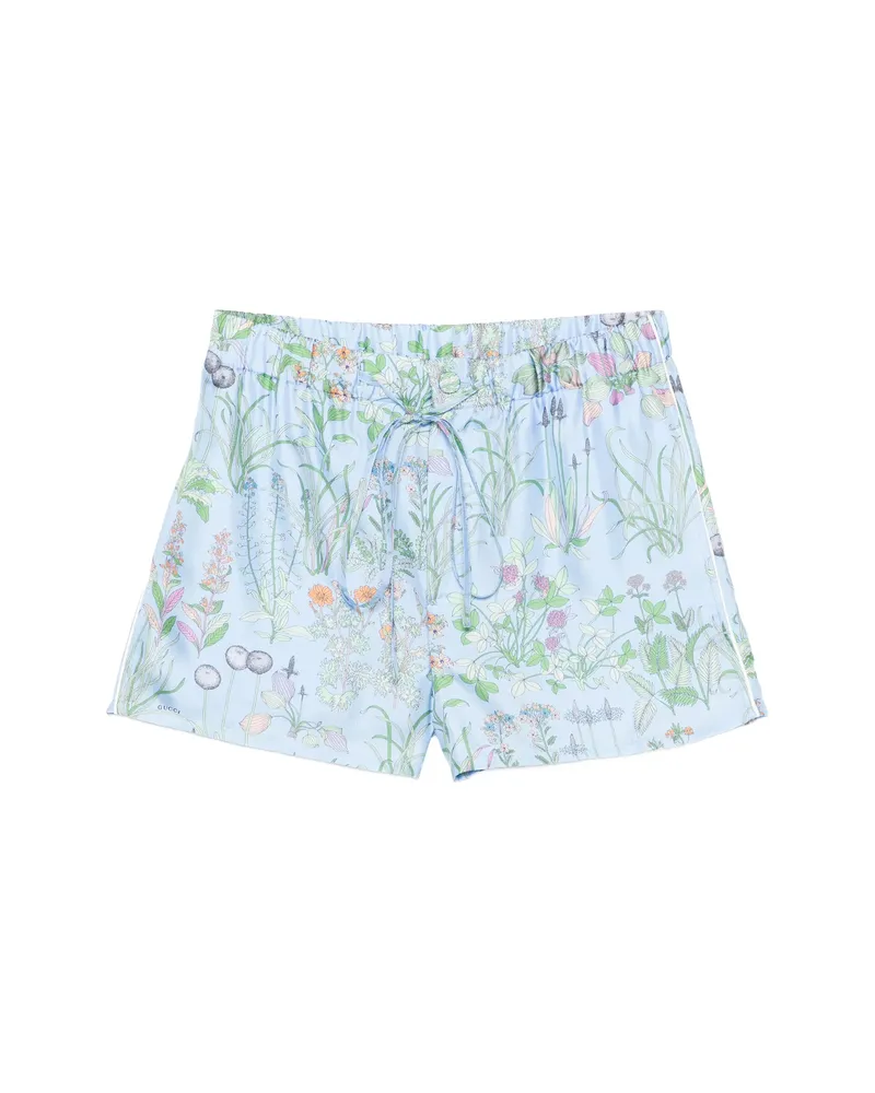 Gucci Floral-print Drawstring Shorts Blue
