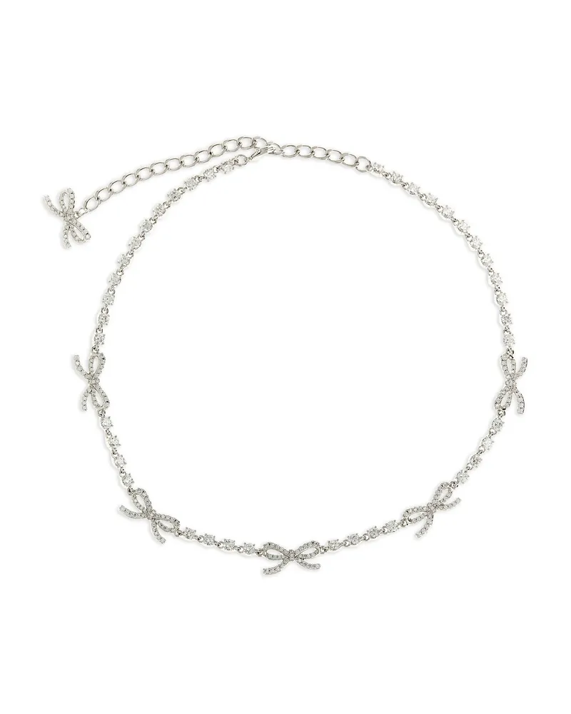 Self-Portrait Crystal-bow Necklace Silver