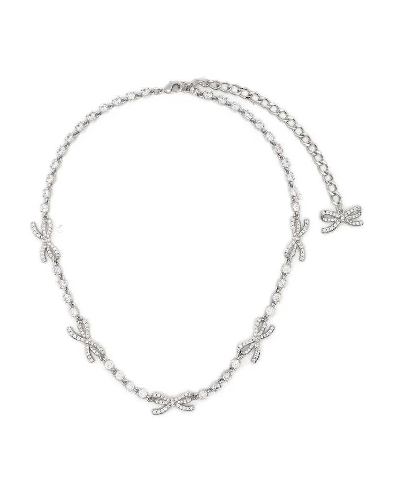 Self-Portrait Crystal-bow Necklace Silver