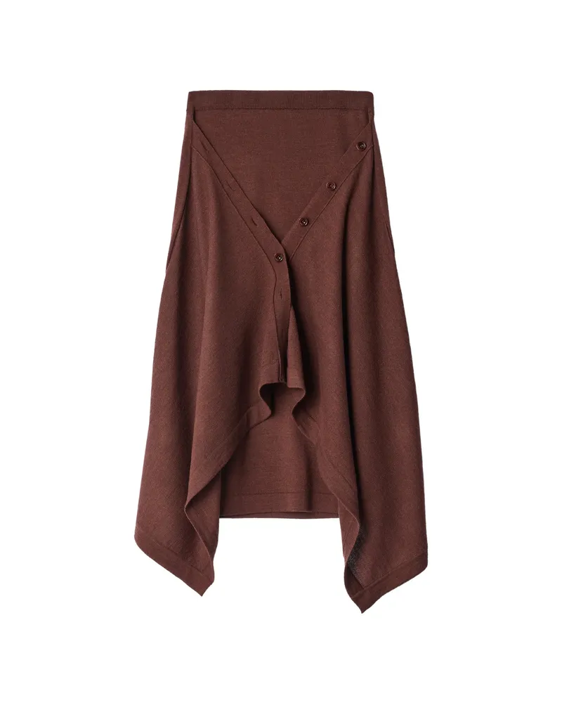 Christophe Lemaire Buttoned Skirt In Merino Wool Blend Brown