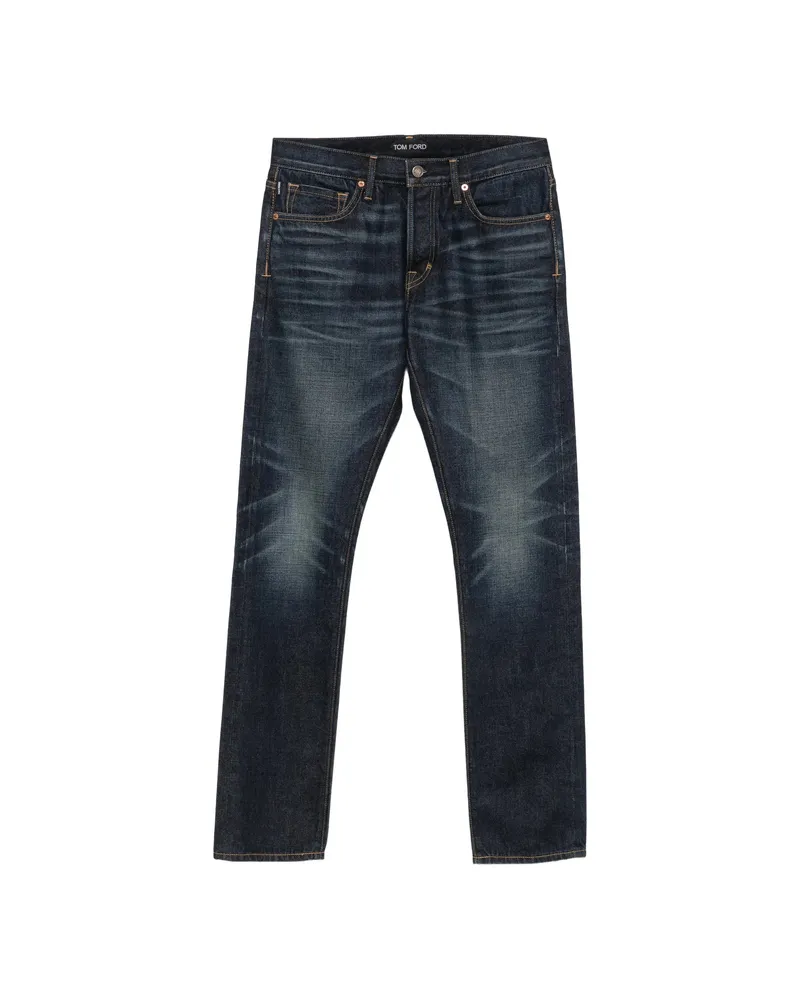 Tom Ford Belt-loop Logo-patch Jeans Blue