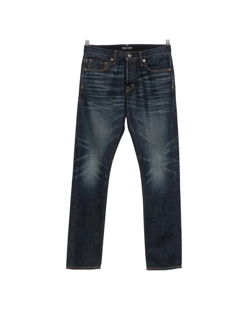 Tom Ford Belt-loop Logo-patch Jeans Blue