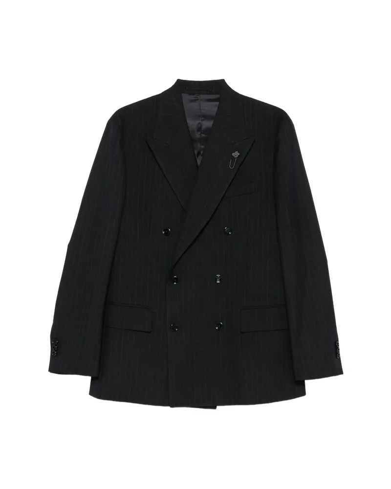 LARDINI Pinstripe Double-breasted Blazer Blue