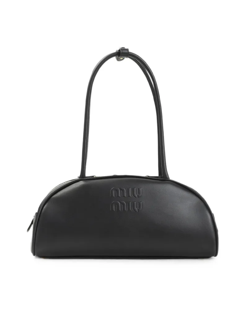 Miu Miu Beau Embossed-logo Shoulder Bag Black