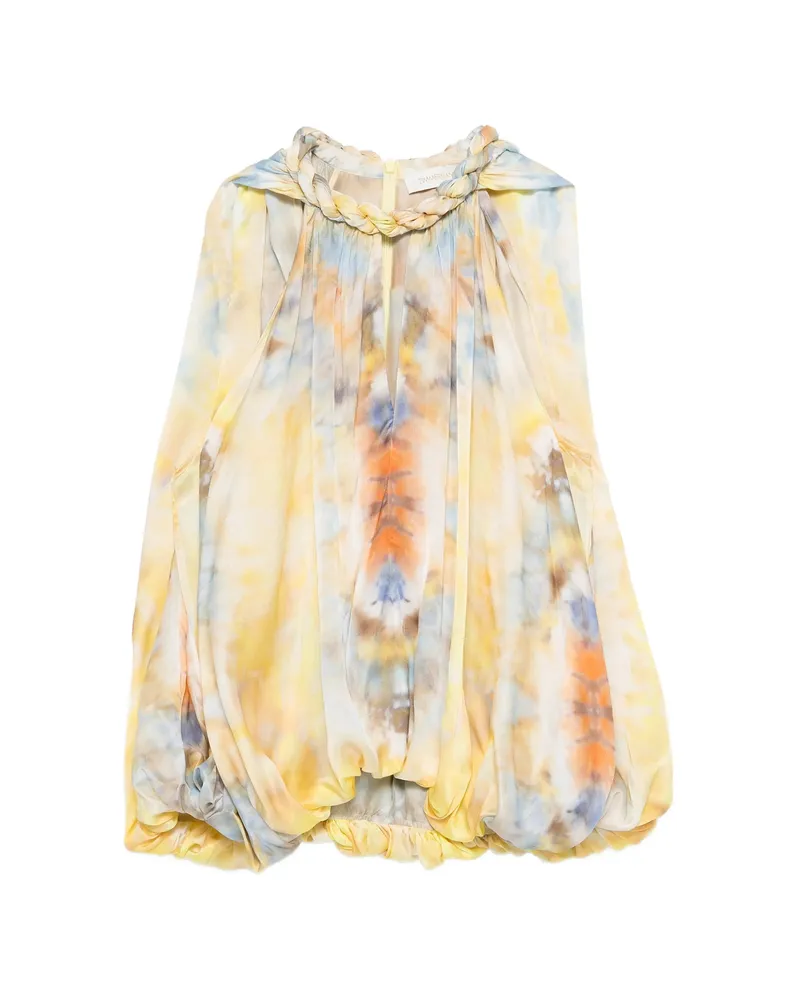 Zimmermann Alchemy Twist Billow Braided-neck Blouse Yellow