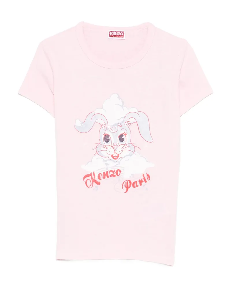 Kenzo Winter Holidays Rabbit-graphic T-shirt Pink
