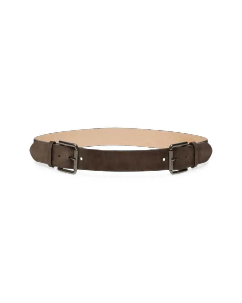 Max Mara Suede Double-buckle Belt Brown