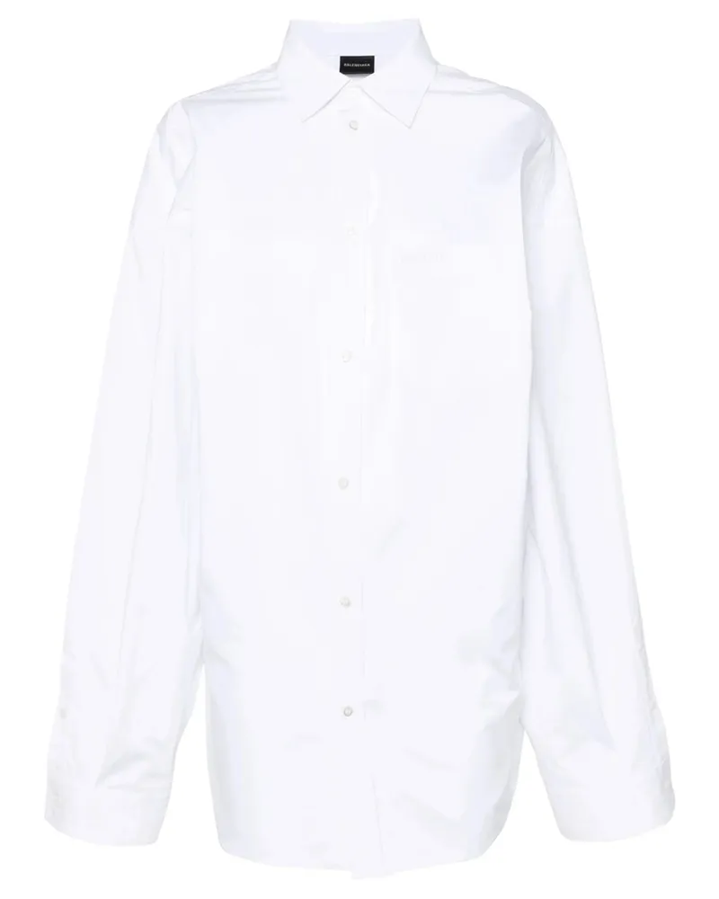 Balenciaga Asymmetric Poplin Shirt White