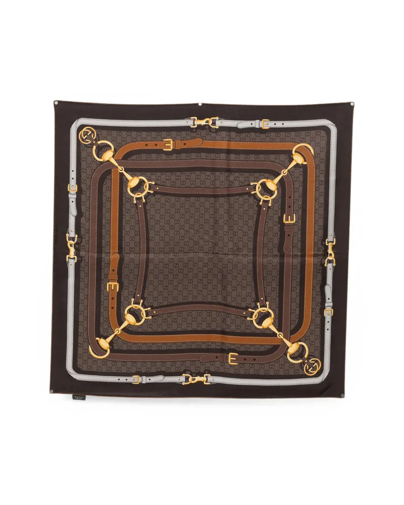 Gucci Horsebit GG Supreme Scarf Brown
