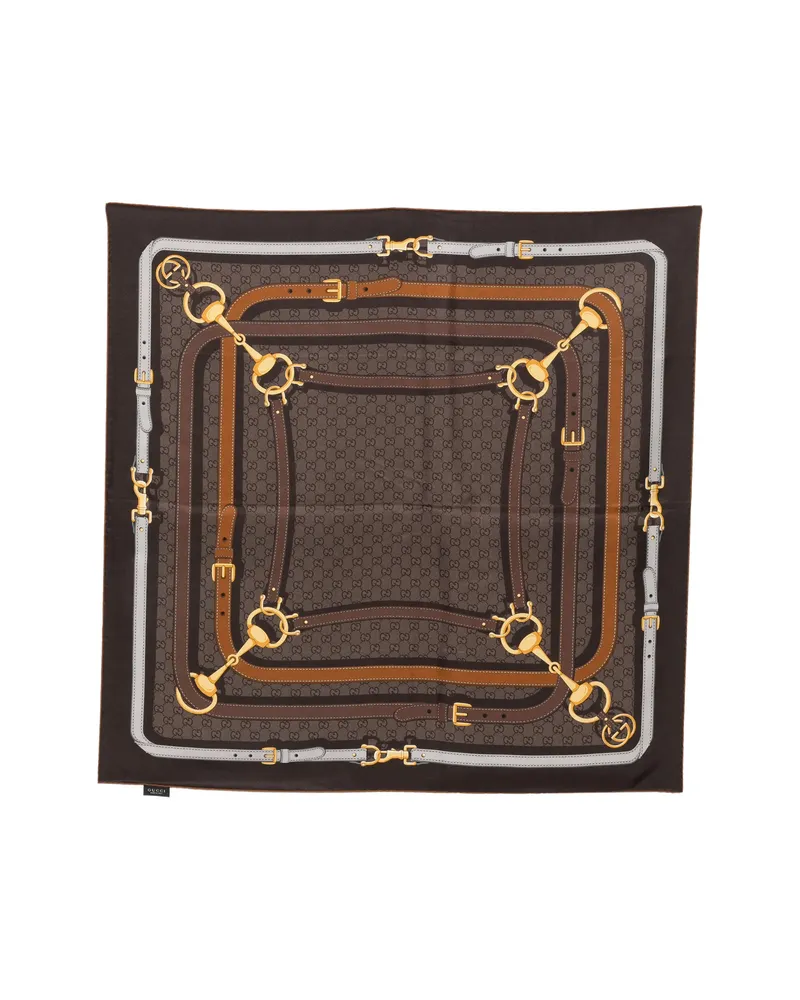 Gucci Horsebit GG Supreme Scarf Brown